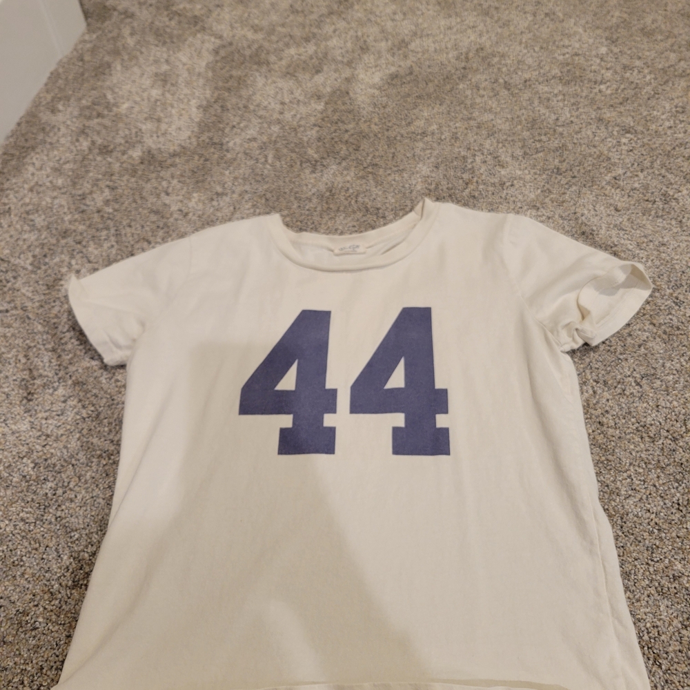 Brandy Melville Cream Tee with Navy Print